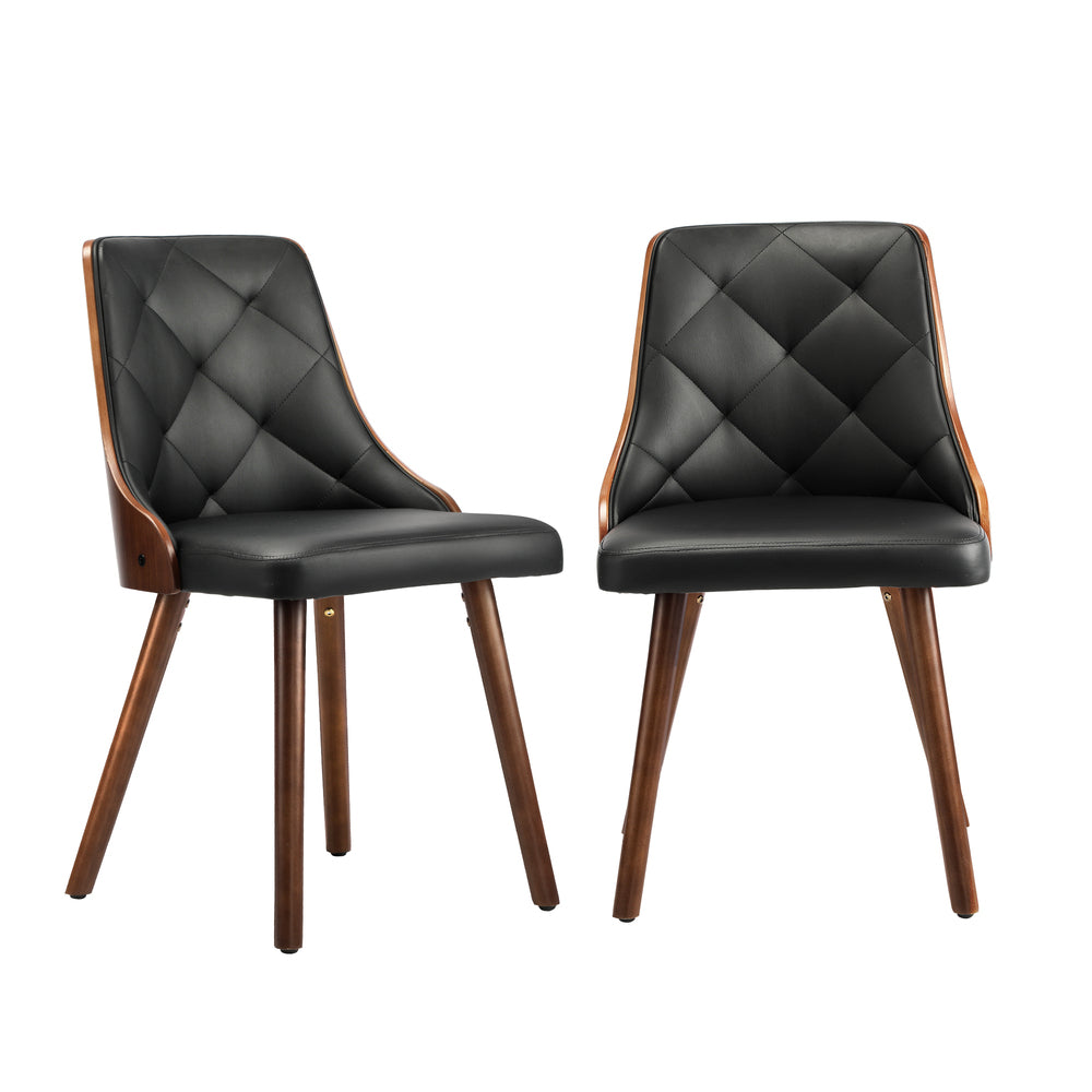 4x Wooden Dining Chairs  Leather Padded Black