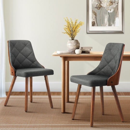 Dining Chairs Wooden Chair Kitchen Cafe Faux Linen fabric