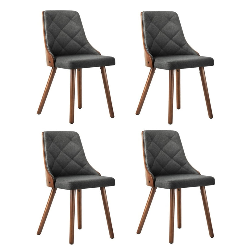 Wooden Dining Chairs Linen fabric/Leather Padded Seat with Dining Chair