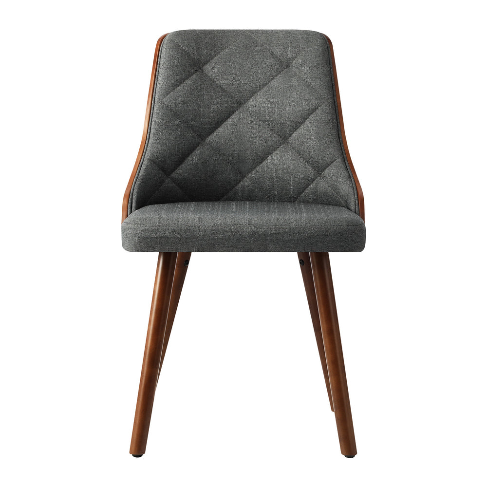 8x Wooden Dining Chairs Leather/Linen Fabric Padded