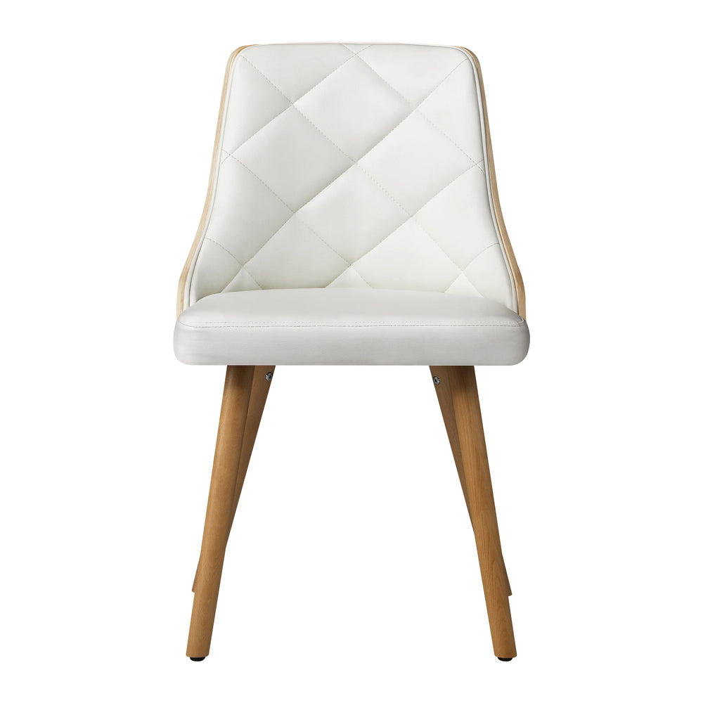8x Wooden Dining Chairs Leather/Linen Fabric Padded
