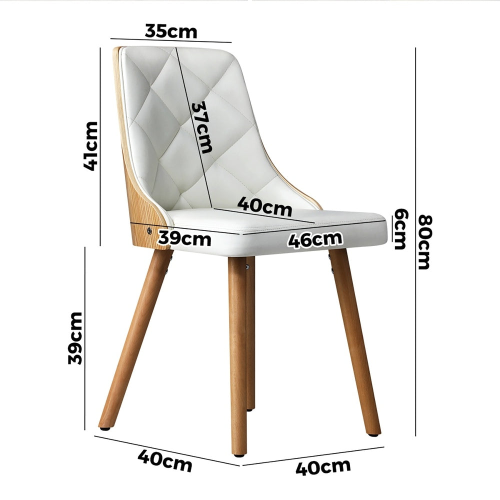 8x Wooden Dining Chairs Leather/Linen Fabric Padded