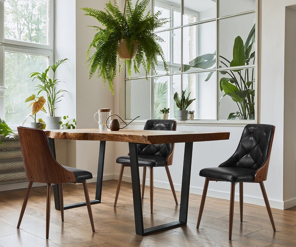 Dining Chairs Retro PU Leather x2 Black/White