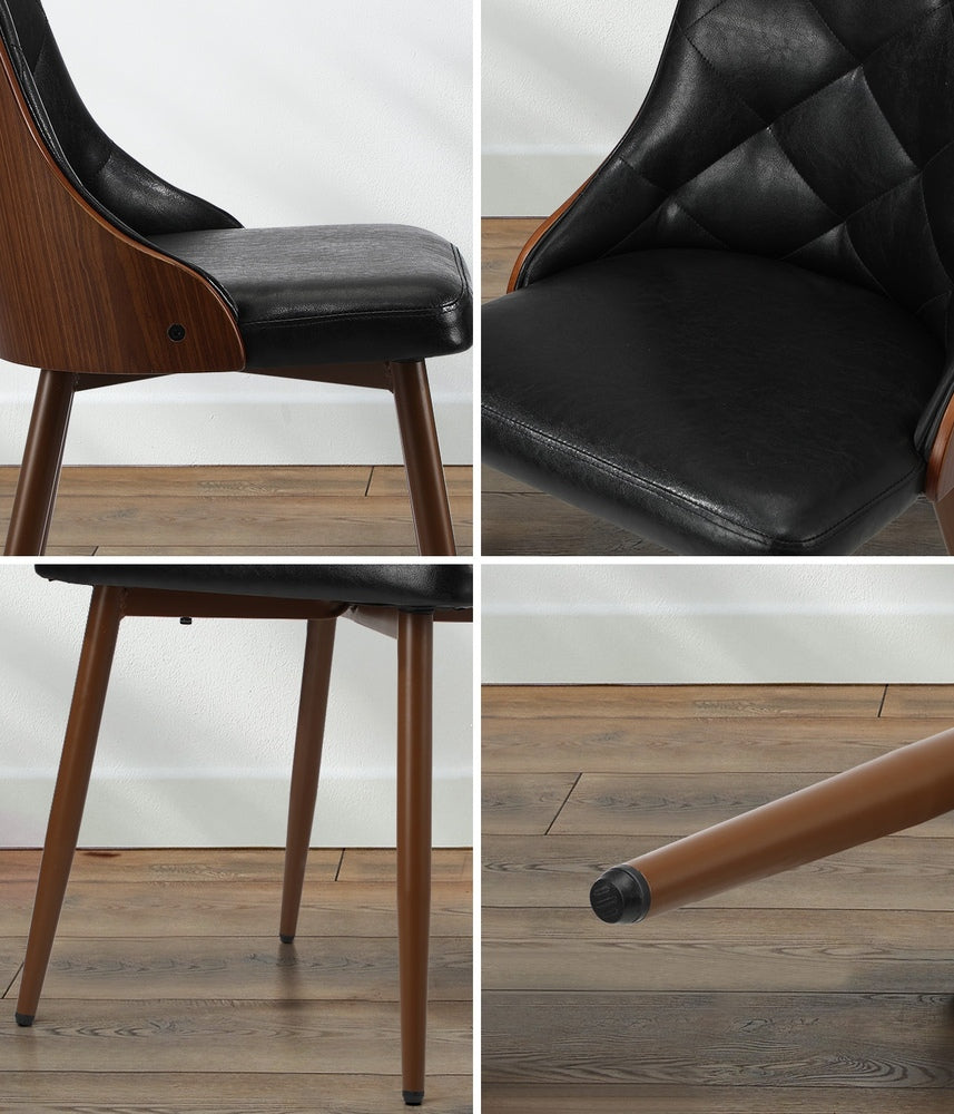 Dining Chairs Retro PU Leather x2 Black/White