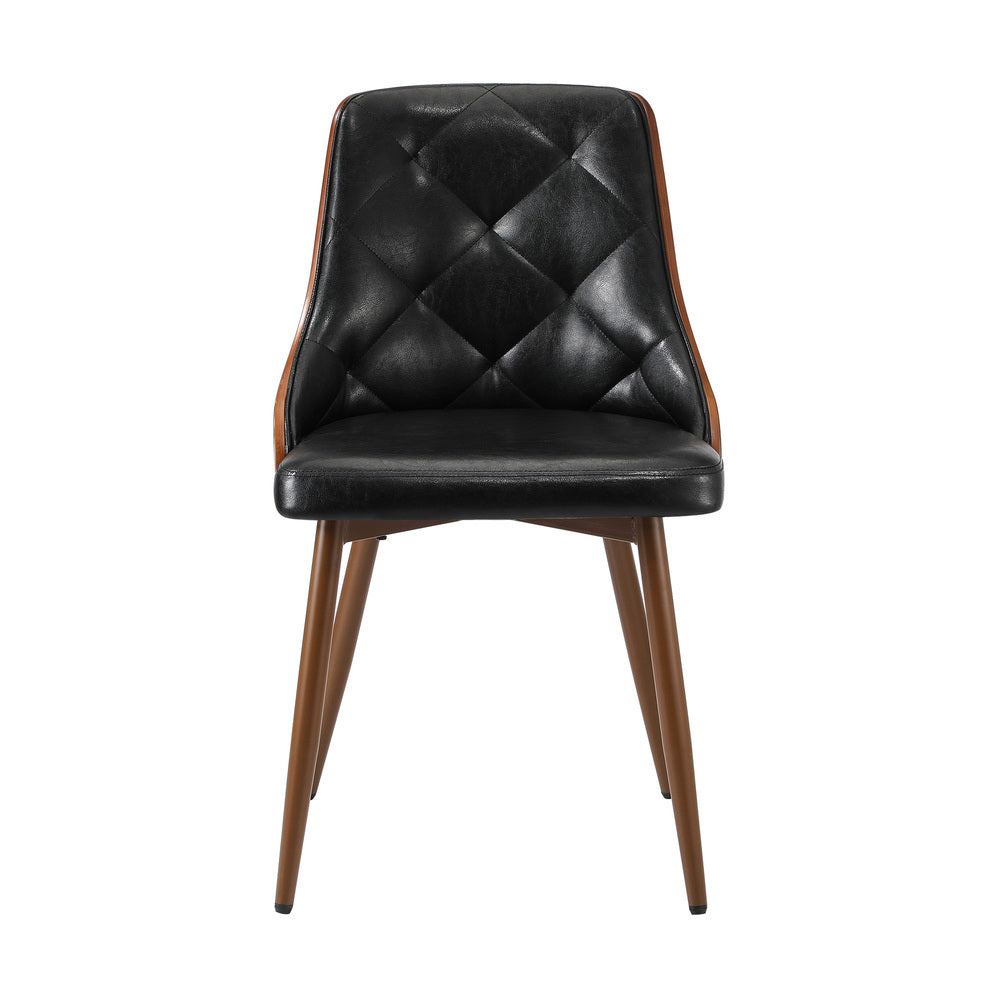 6x Dining Chairs Vintage Retro Dark Grey & Black Polyester Padded Kitchen Chairs