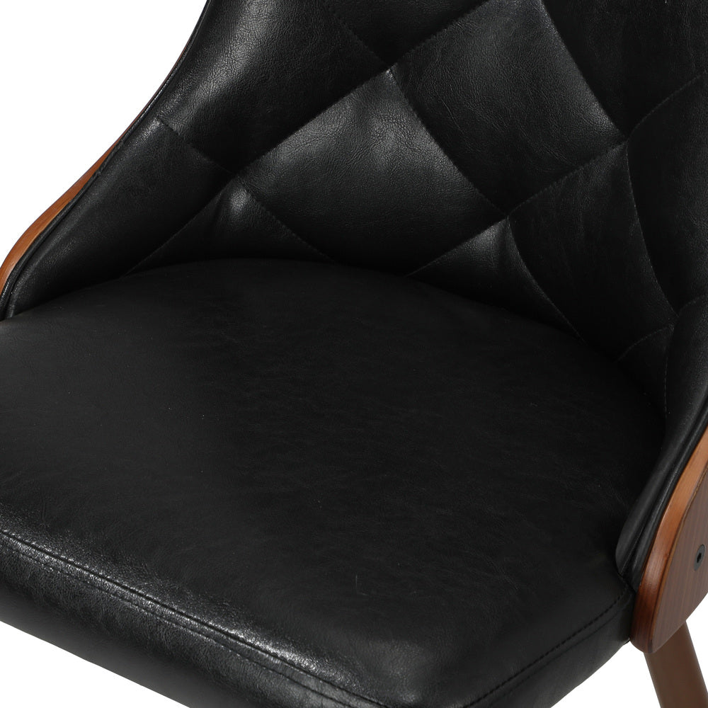 6x Dining Chairs Vintage Retro Dark Grey & Black Polyester Padded Kitchen Chairs