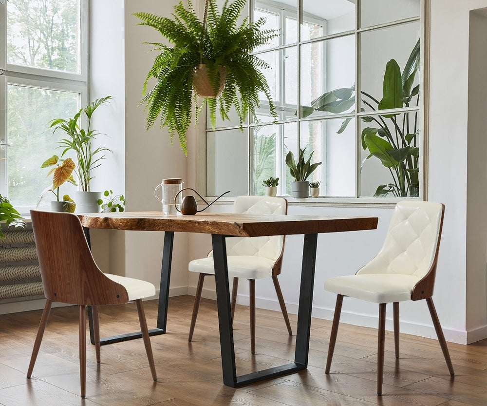 Dining Chairs Retro PU Leather x2 Black/White