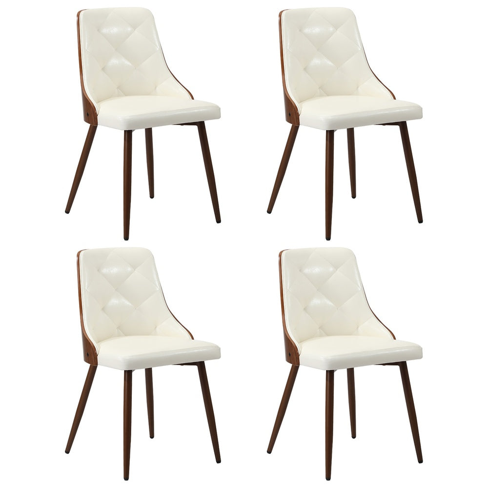 Dining Chairs Cafe Seat Retro PU Leather Black/White