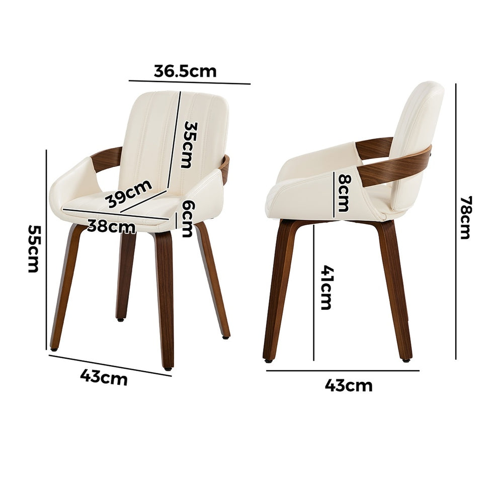 Bentwood Dining Chairs PU Leather Beige Set 2 | Simpledeals