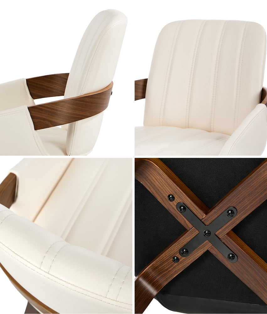 Bentwood Dining Chairs PU Leather Beige Set 2 | Simpledeals