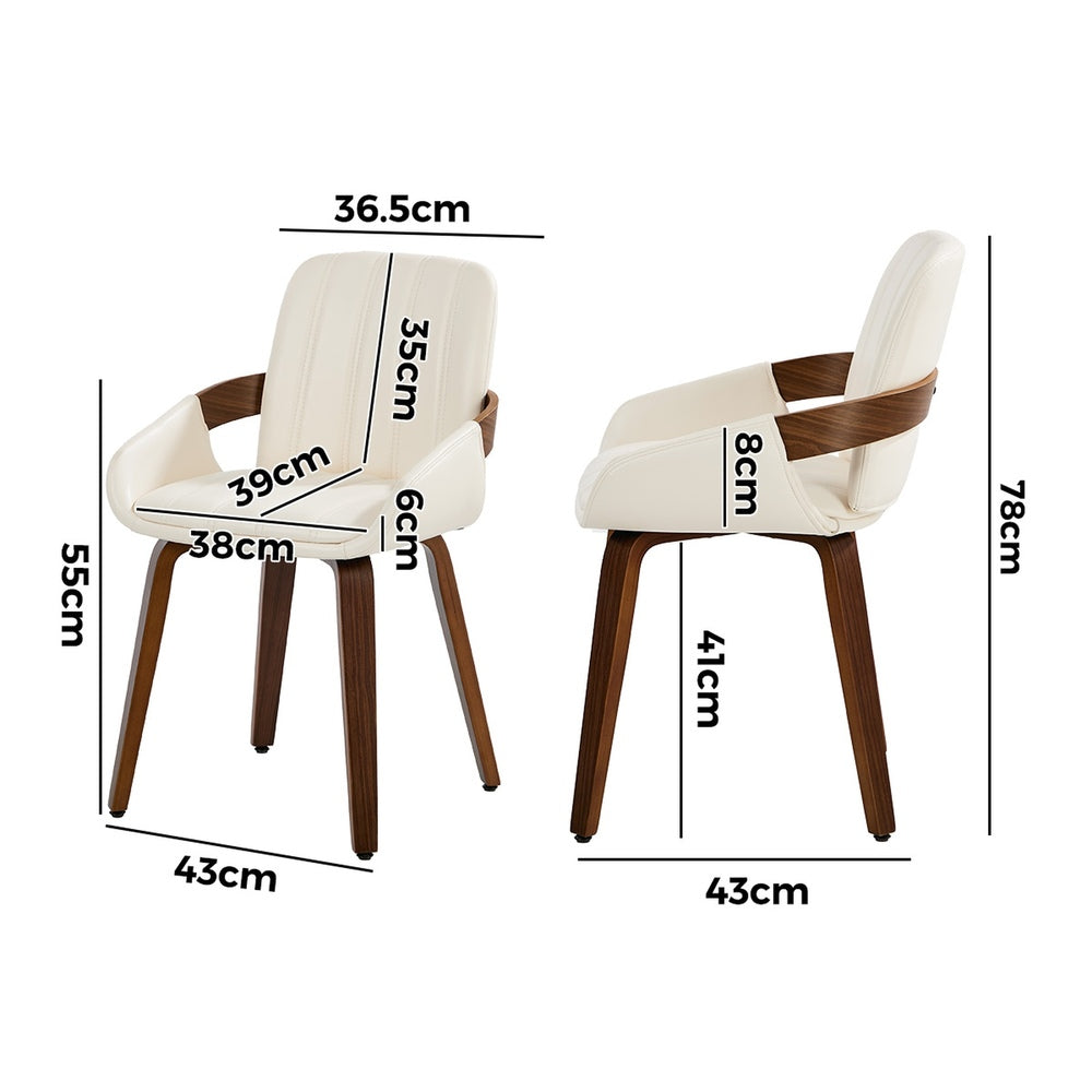 Bentwood Dining Chairs PU Leather Beige Set 4 | Simpledeals