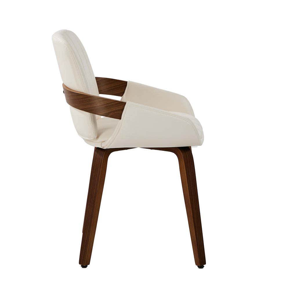 Bentwood Dining Chairs PU Leather Beige Set 4 | Simpledeals