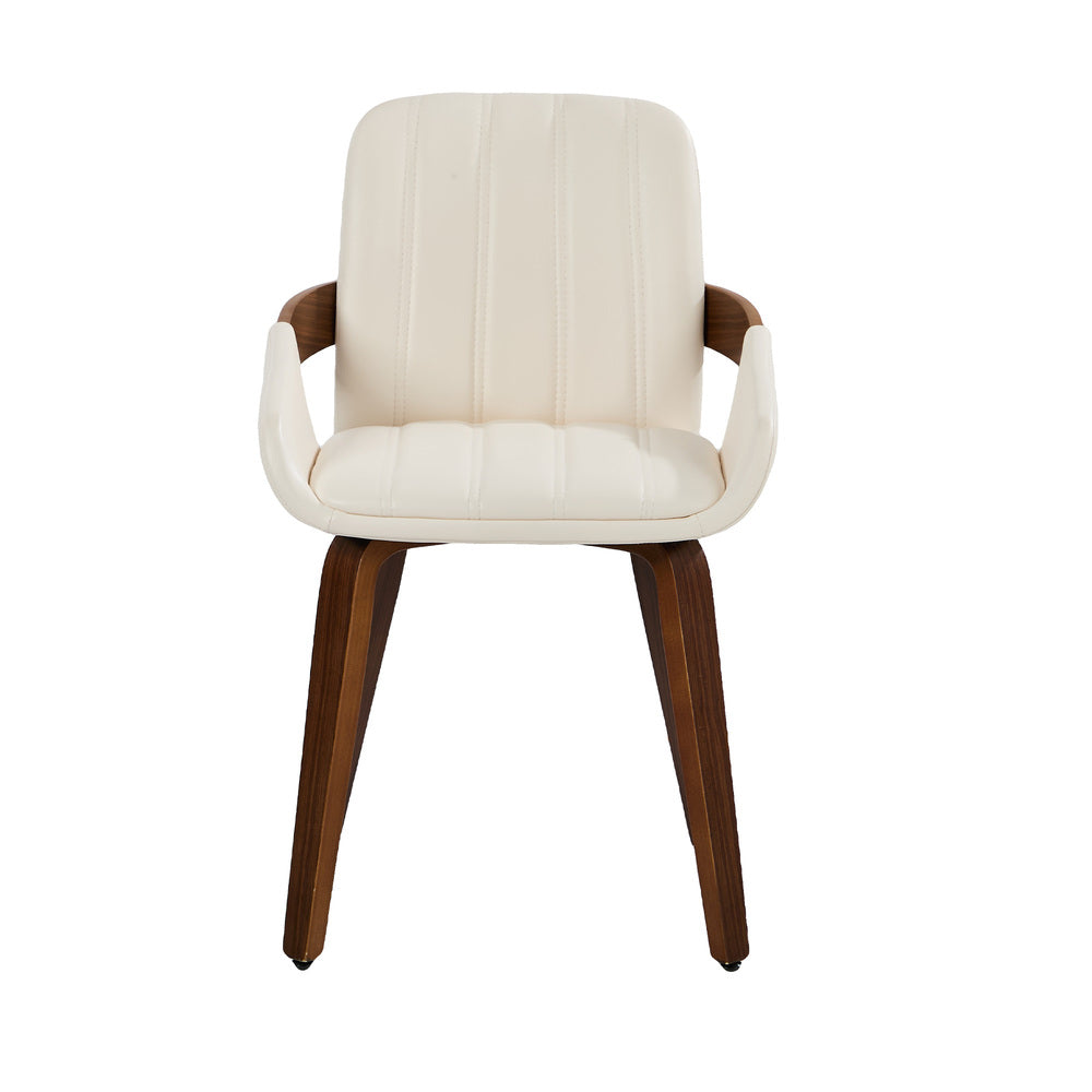 Bentwood Dining Chairs Set 6 PU Leather Beige | Simpledeals