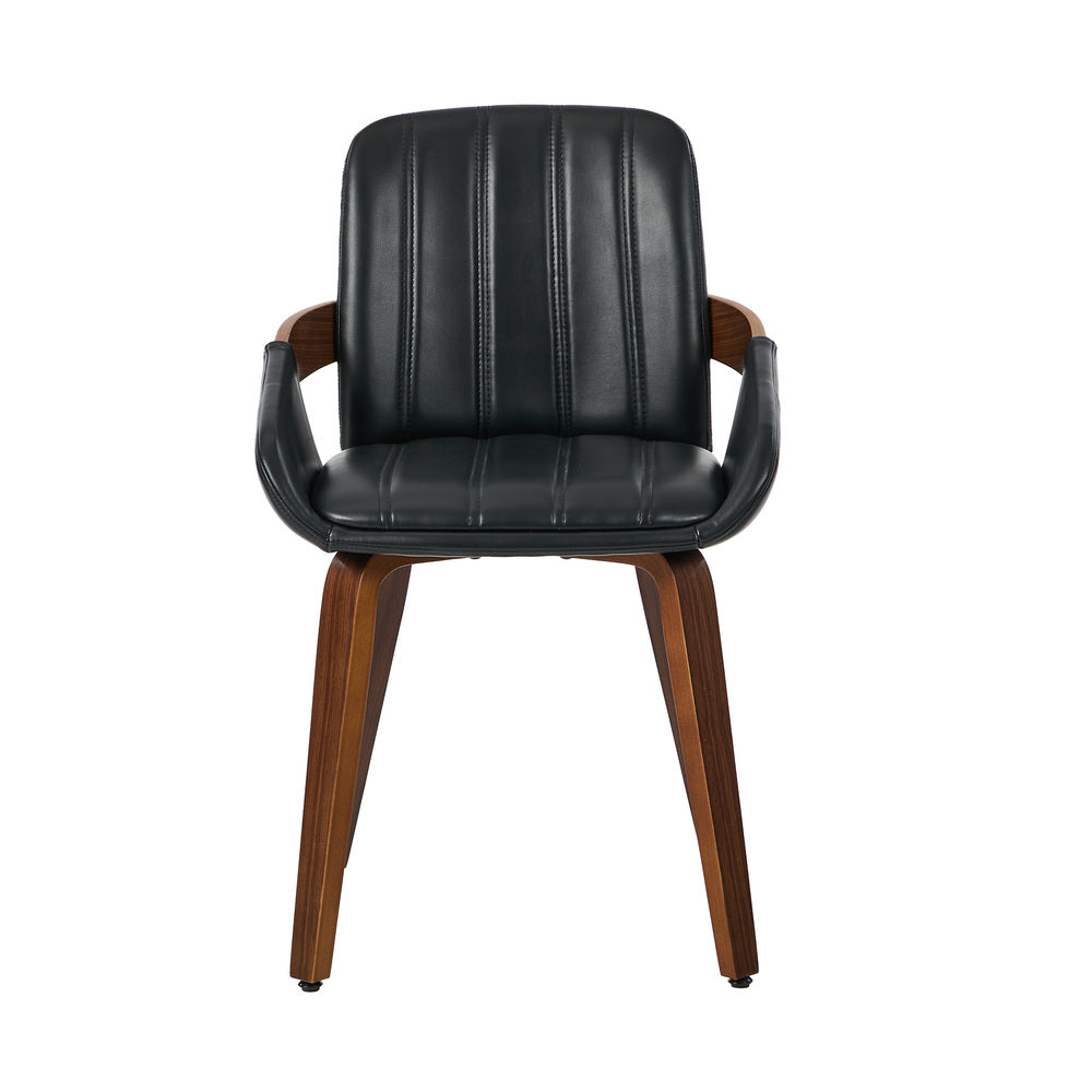 Black Bentwood Dining Chairs PU Leather Set 2 | Simpledeals