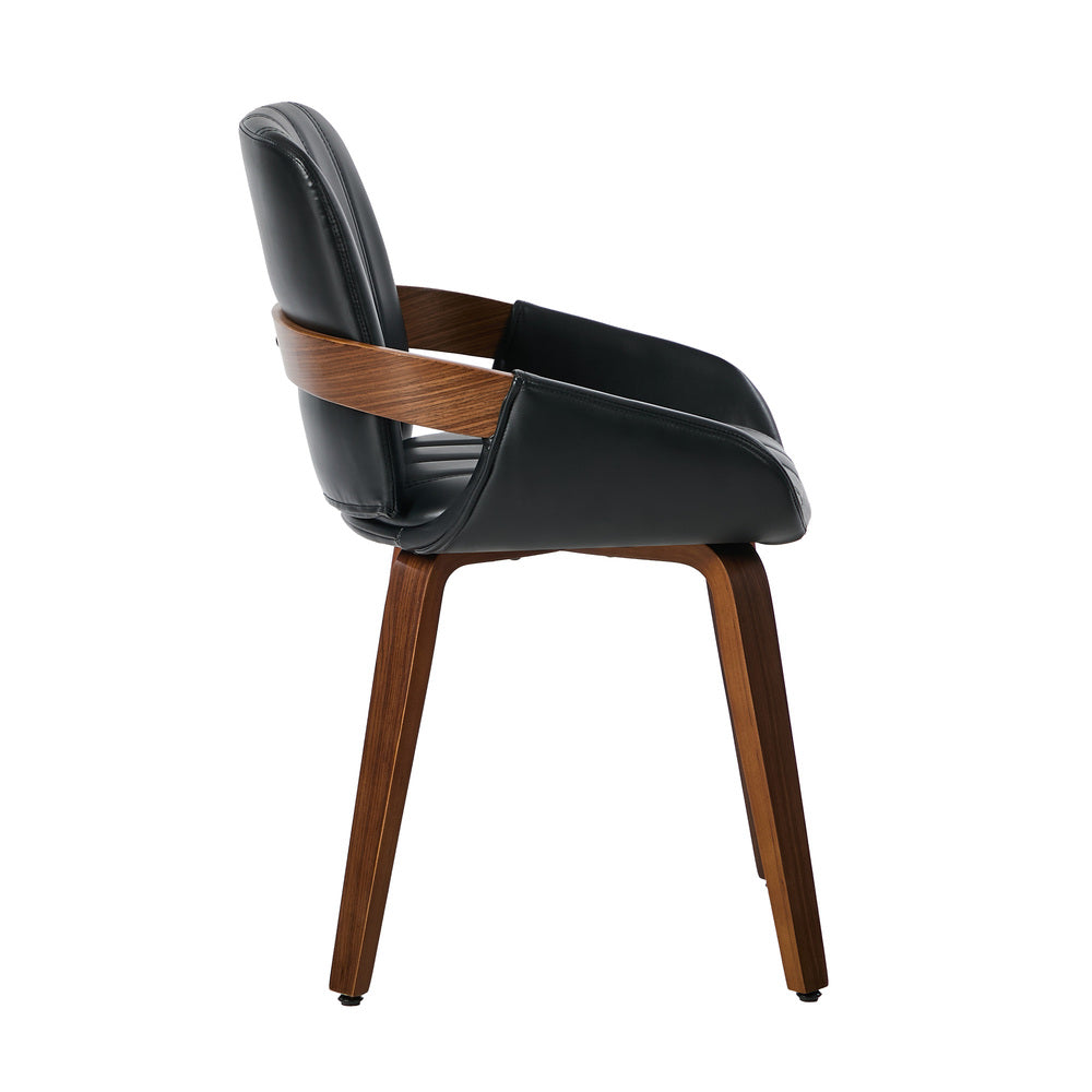 Black Bentwood Dining Chairs PU Leather Set 2 | Simpledeals