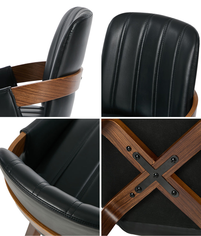Black Bentwood Dining Chairs PU Leather Set 2 | Simpledeals