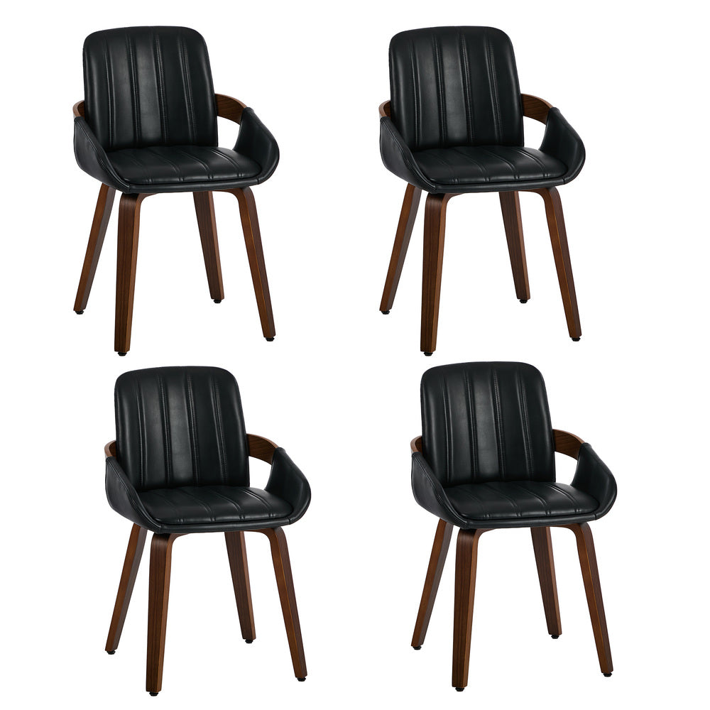 Bentwood Dining Chairs Set 4 PU Leather | Simpledeals