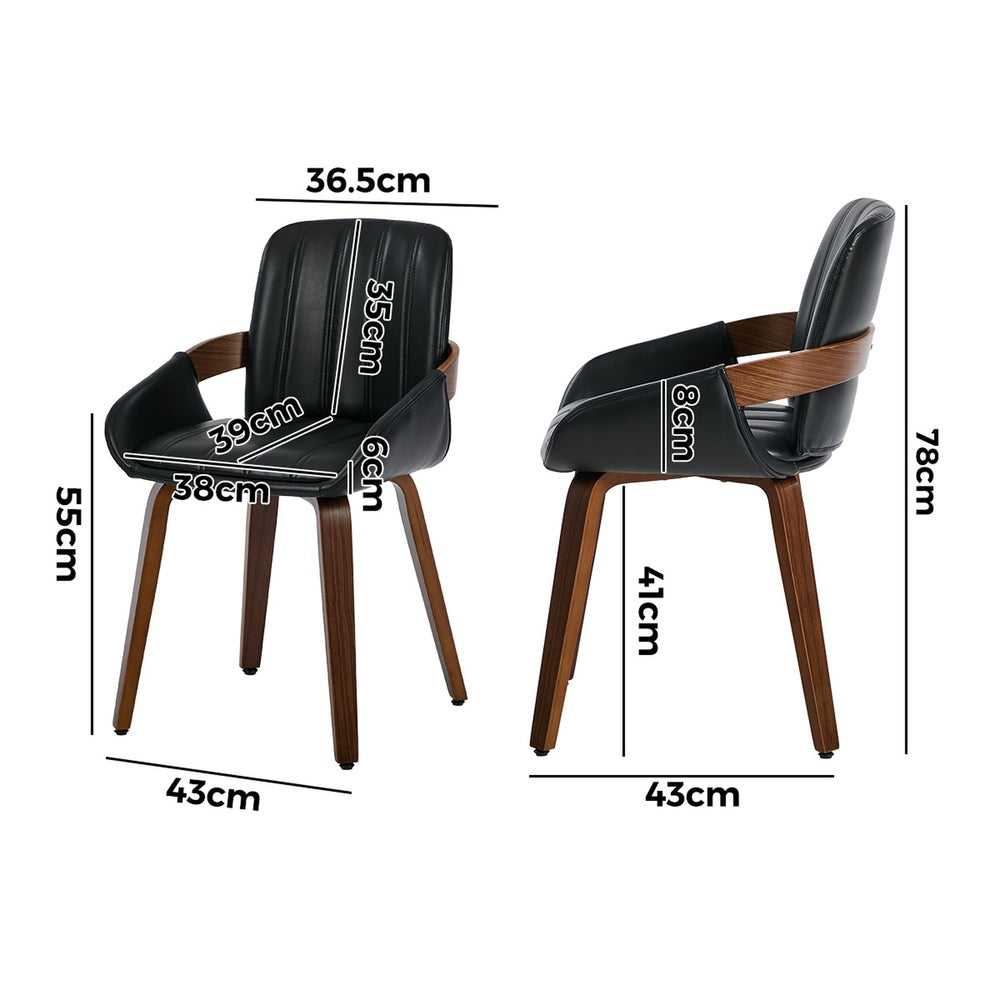Bentwood Dining Chairs Set 4 PU Leather | Simpledeals