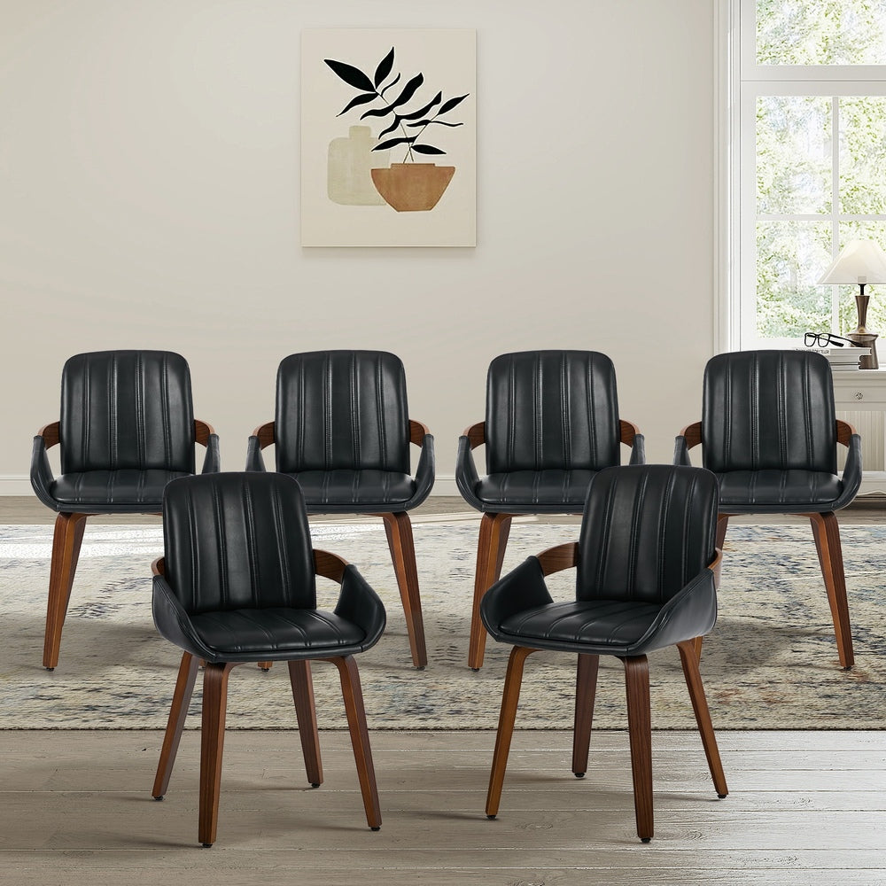 Bentwood Dining Chairs Set of 6 Black PU | Simpledeals