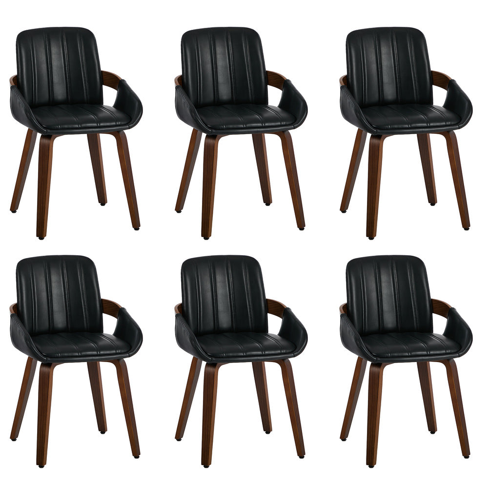 Bentwood Dining Chairs Set of 6 Black PU | Simpledeals
