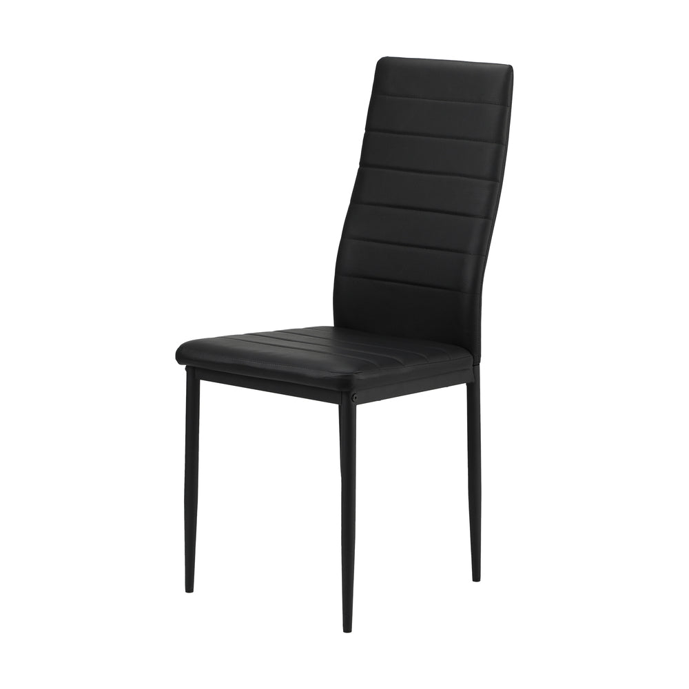 Dining Chairs High-Back Leather Black