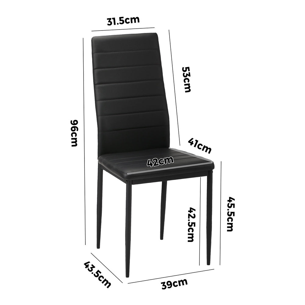 Dining Chairs High-Back Leather Black