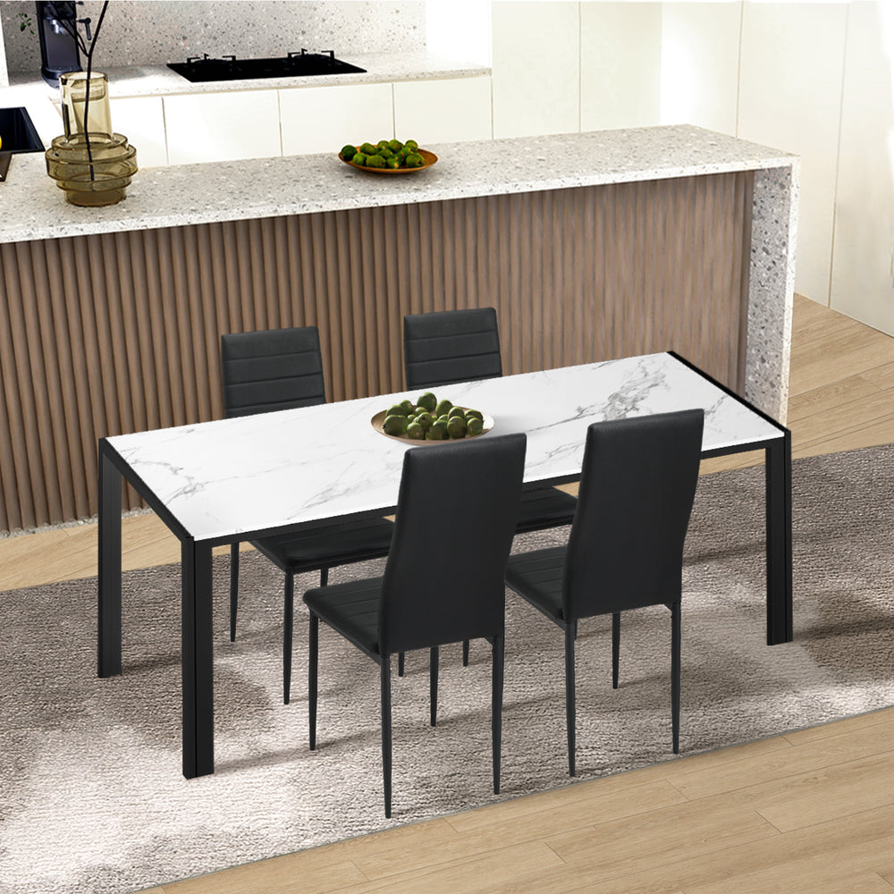 Dining Chairs High-Back Leather Black