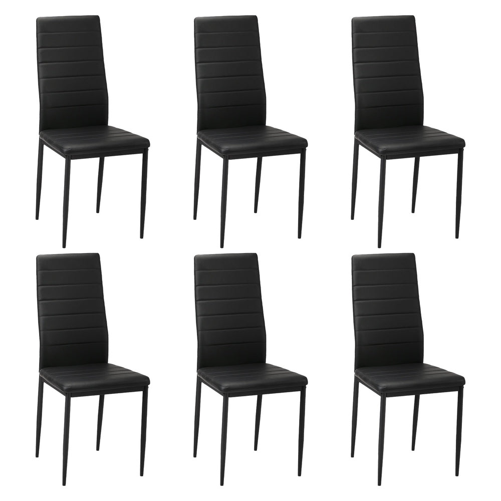 Dining Chairs High-Back Leather Black