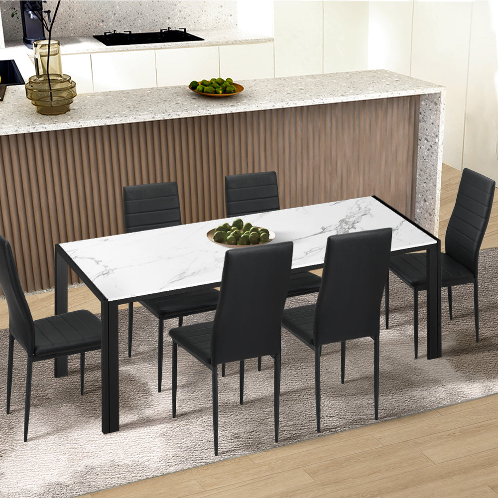 Dining Chairs High-Back Leather Black