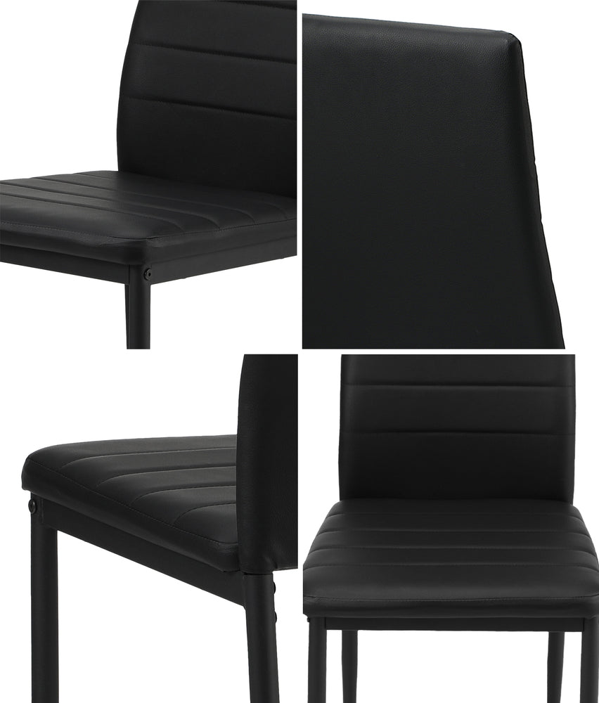 Dining Chairs High-Back Leather Black