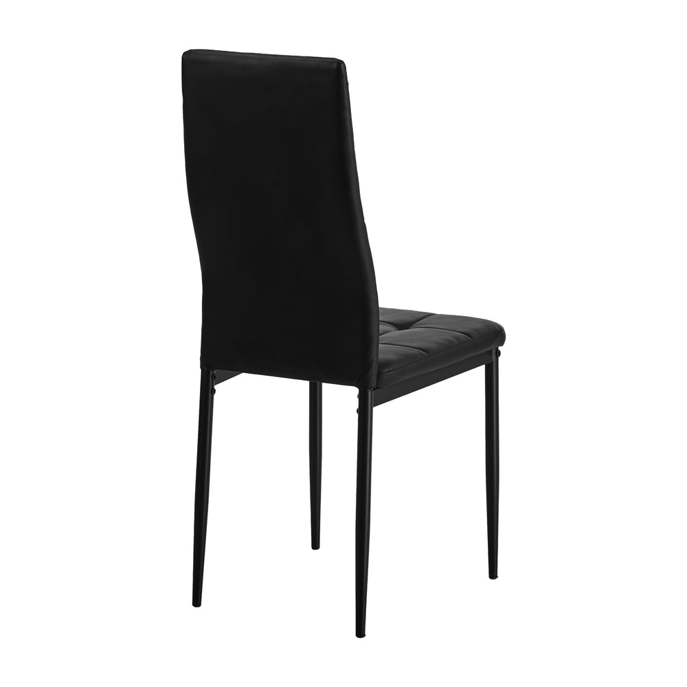 4PCS Dining Chairs High-Back Faux Leather Square Pattern