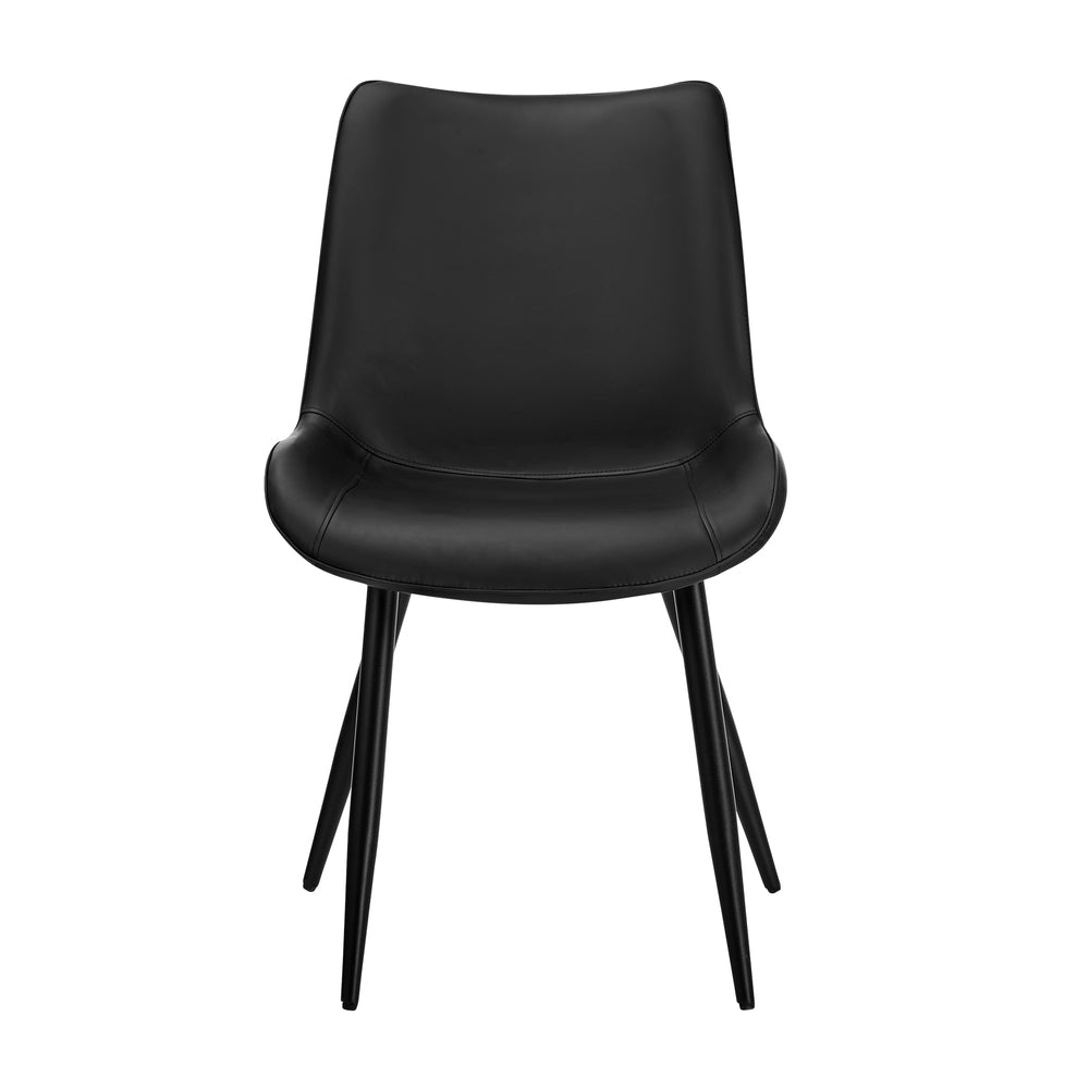 4x Dining Chairs Kitchen Accent Upholstered PU Leather Black