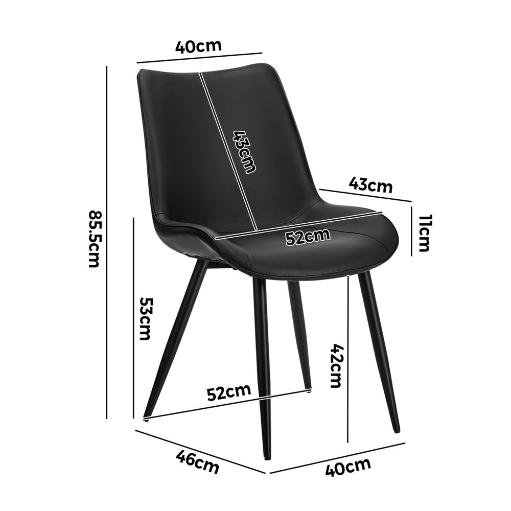 4x Dining Chairs Kitchen Accent Upholstered PU Leather Black