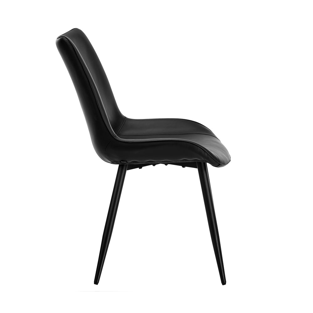 4x Dining Chairs Kitchen Accent Upholstered PU Leather Black