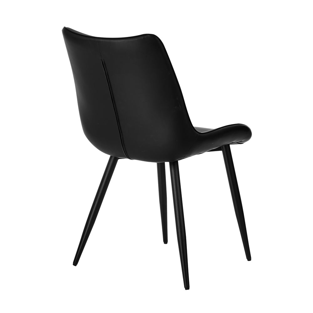 4x Dining Chairs Kitchen Accent Upholstered PU Leather Black