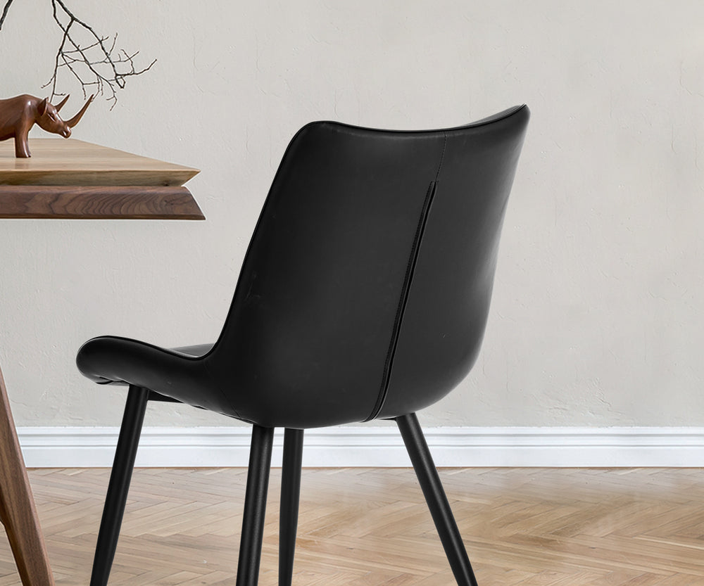 4x Dining Chairs Kitchen Accent Upholstered PU Leather Black