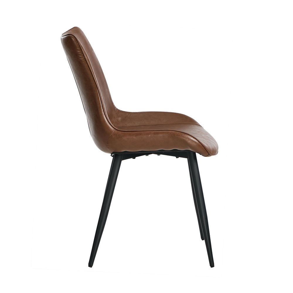 4x Dining Chairs Kitchen Accent Upholstered PU Leather Brown