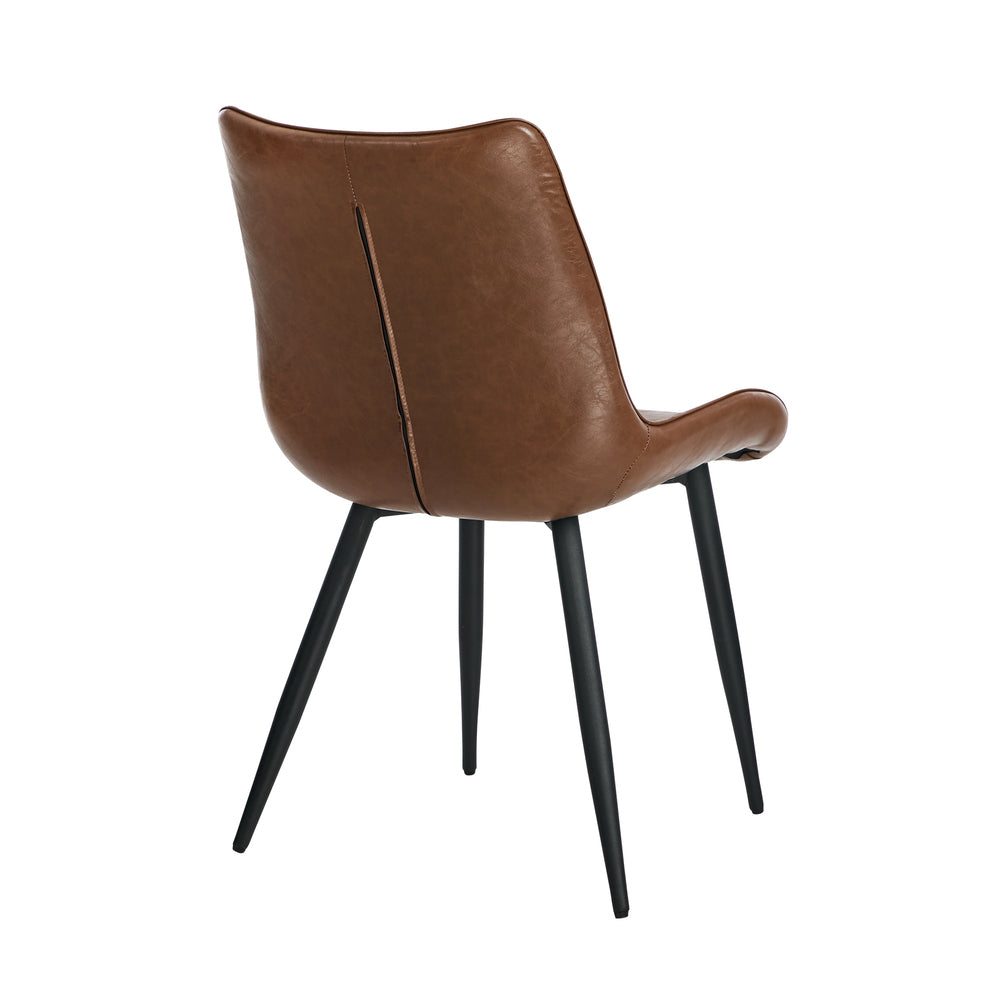 6x Dining Chairs Kitchen Accent Upholstered PU Leather Brown