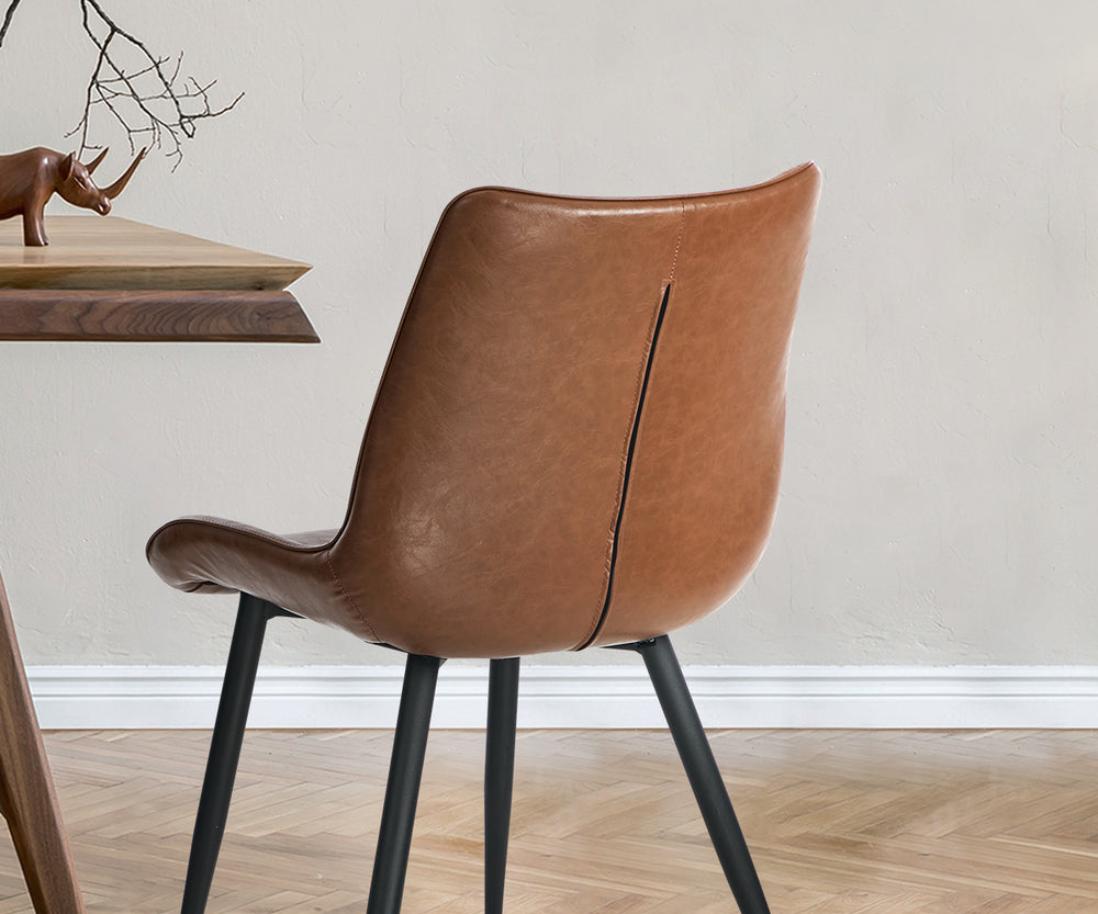 6x Dining Chairs Kitchen Accent Upholstered PU Leather Brown
