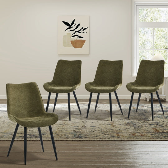 Dining Chairs Linen Fabric Green