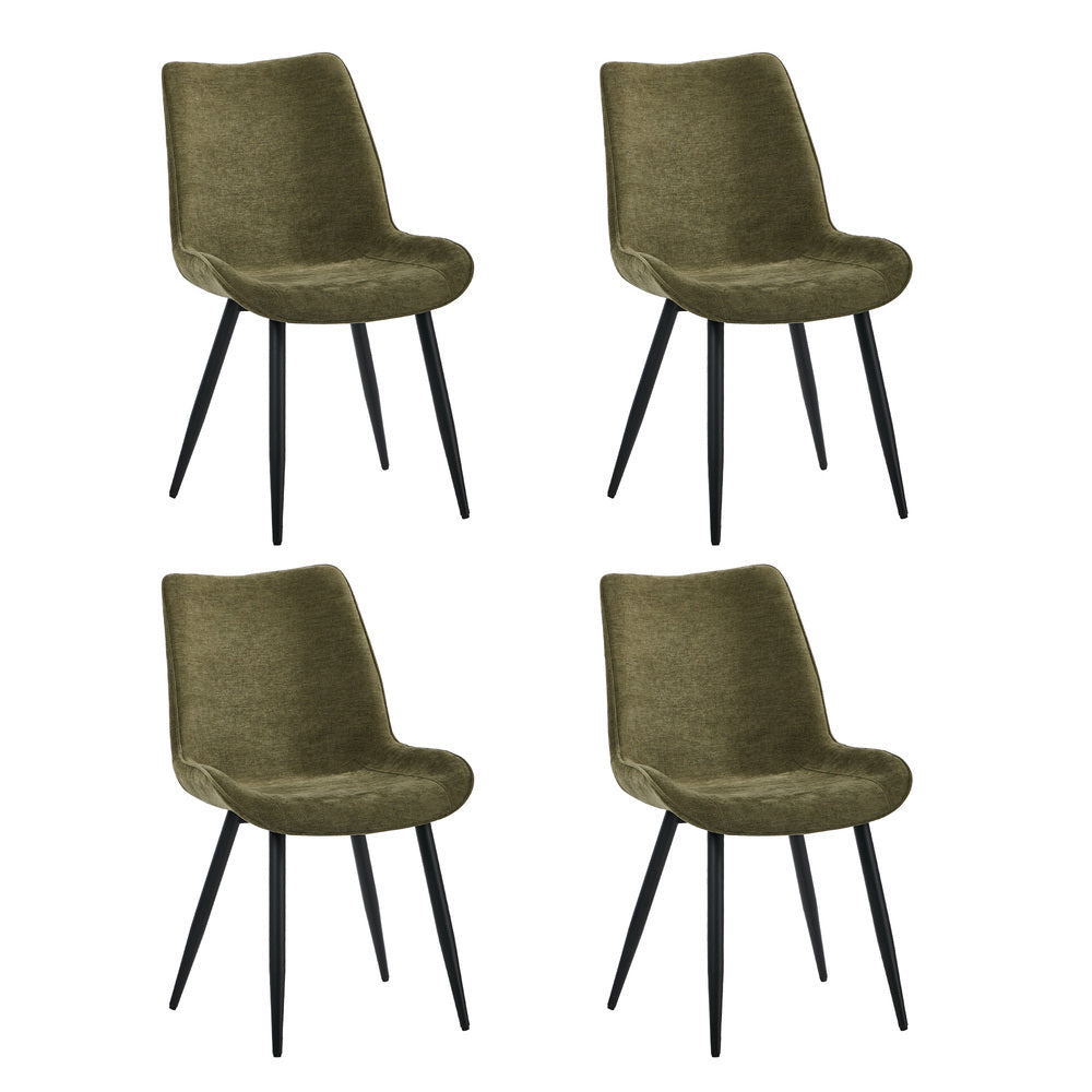 Dining Chairs Linen Fabric Green