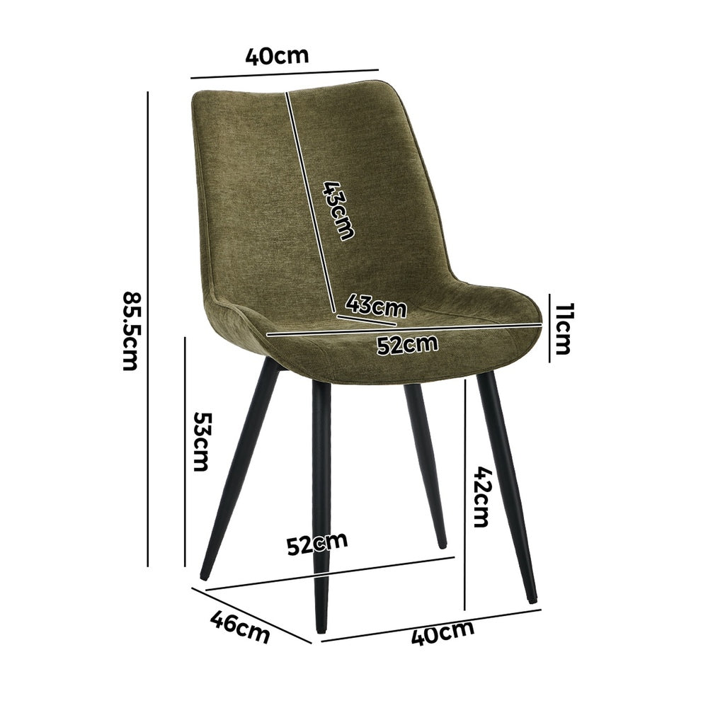 Dining Chairs Linen Fabric Green