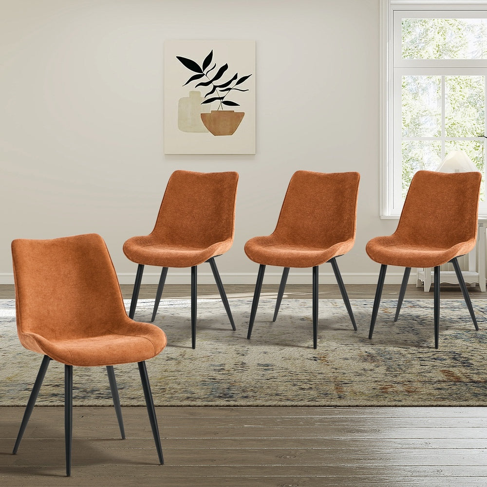 Accent Dining Chairs Orange Linen