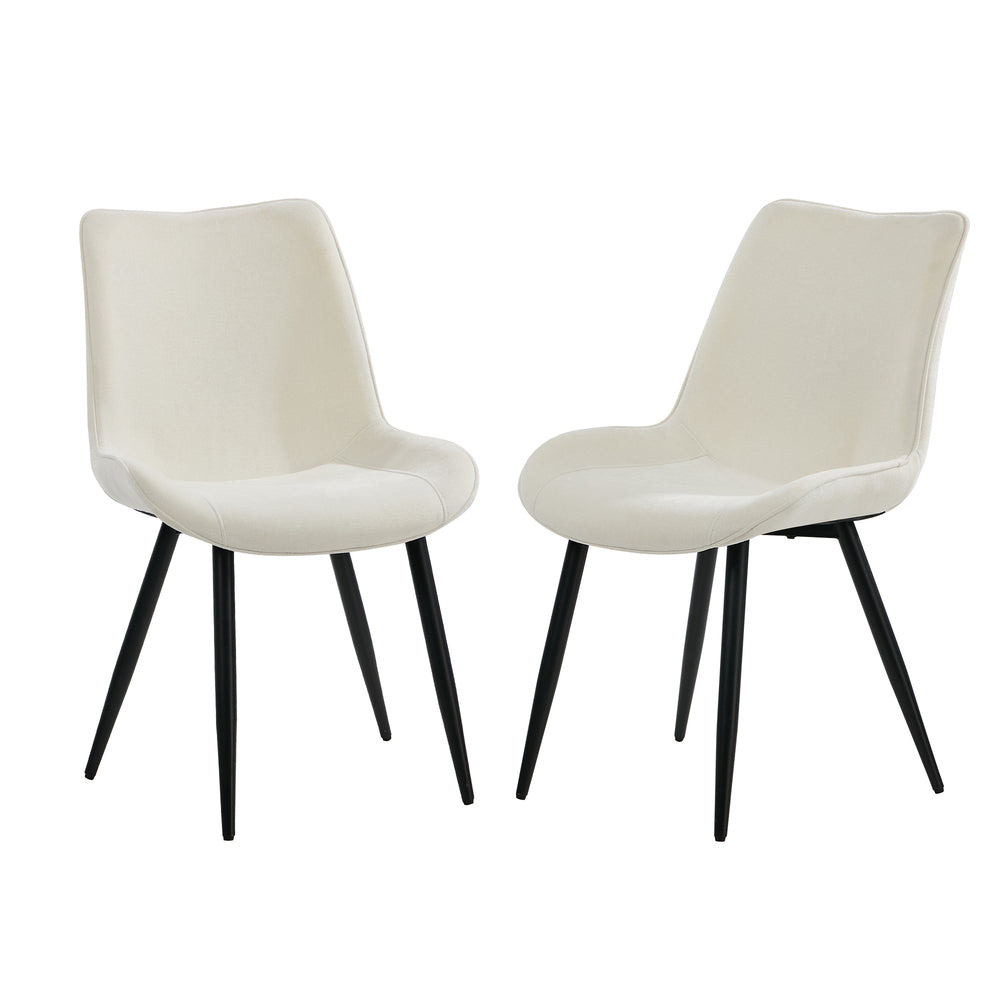 Dining Chairs Linen Fabric White