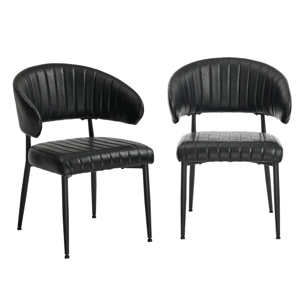 2x PU Leather Dining Chair Kitchen Padded Seat Black/Brown