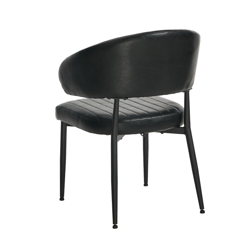 Dining Chair PU Leather Padded Seat Black Modern