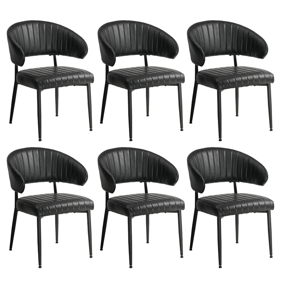 Dining Chair PU Leather Padded Seat Black Modern