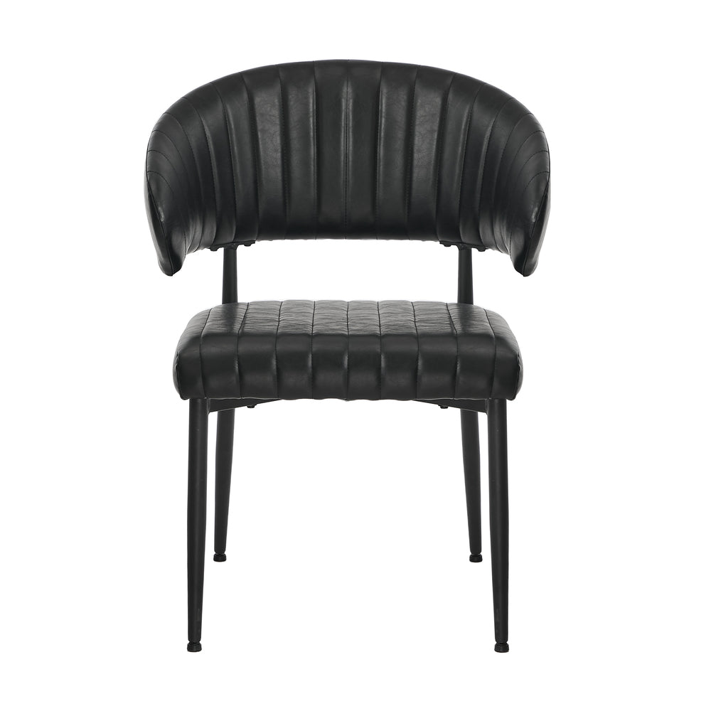Dining Chair PU Leather Padded Seat Black Modern