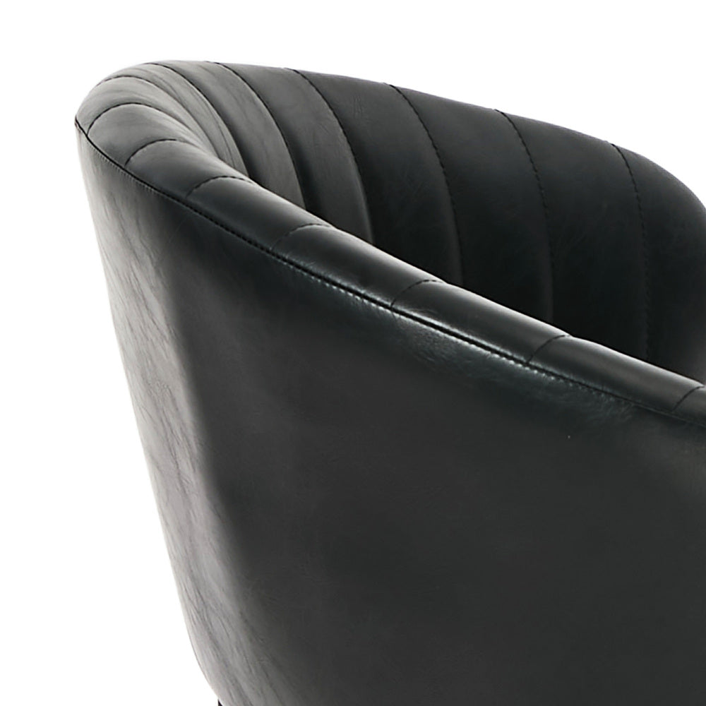 Dining Chair PU Leather Padded Seat Black Modern