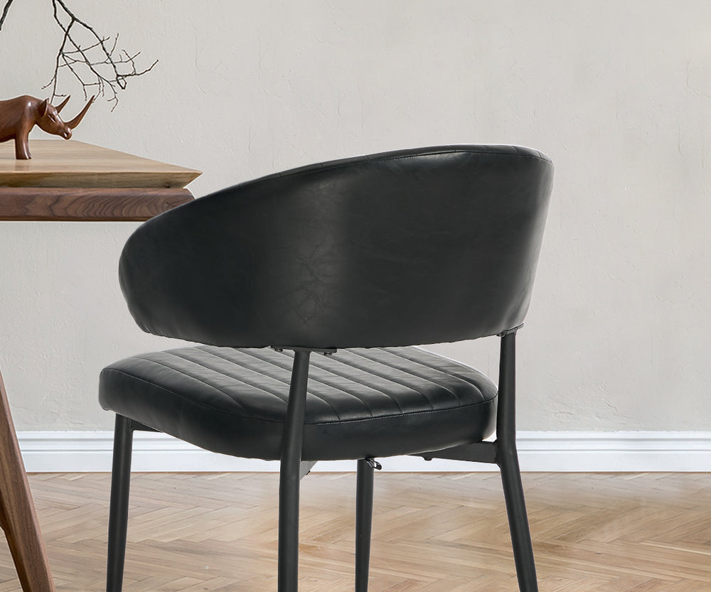 Dining Chair PU Leather Padded Seat Black Modern